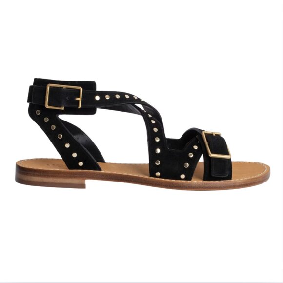 $498 Zadig & Voltaire black Cecilia Studs Caprese Sandals size 10 / eu 40 - Picture 1 of 7